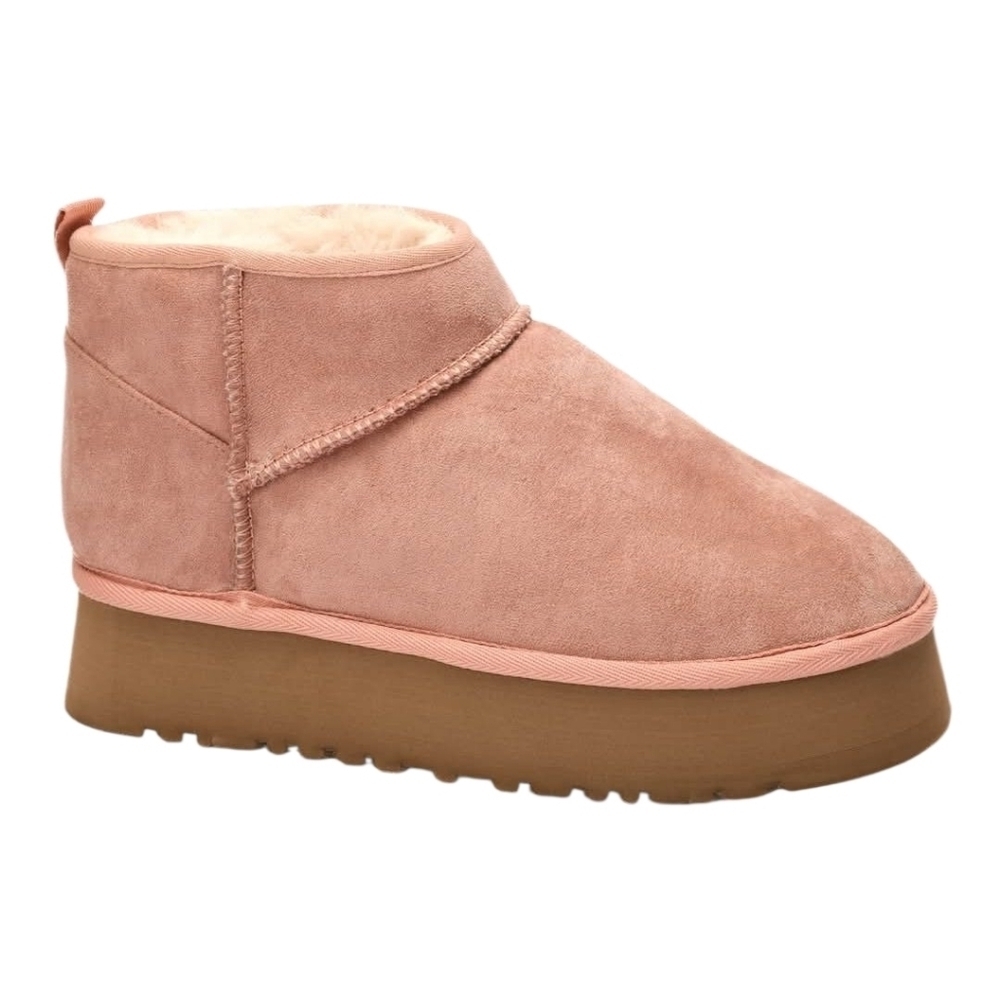 Corkys Blush Faux Suede Platform Ankle Boots New